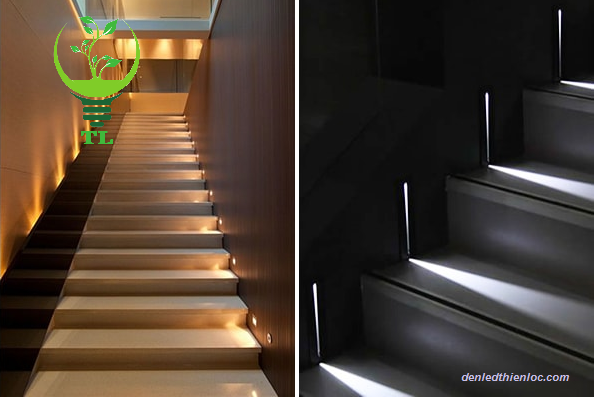 Làm nổi bật cầu thang với hệ thống đèn led âm tường hiện đại